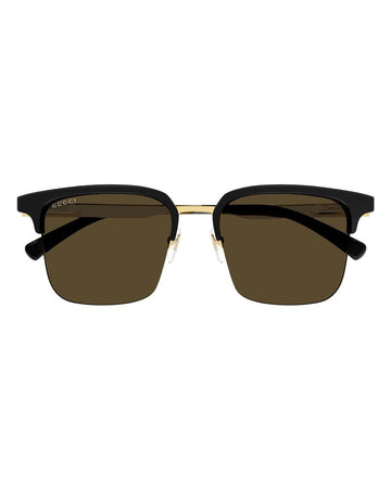 Gucci GG1226S 001 Sunglasses Men's Black/Gold/Brown Square Shape 53mm