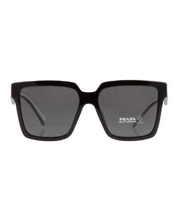 Prada PR 24ZS 1AB5S0 womens square sunglasses black plastic frame and grey lenses