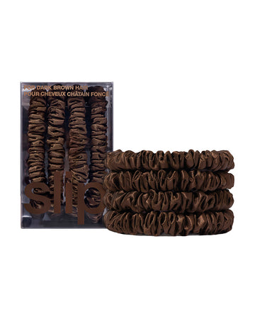 slip pure silk back to basics skinny scrunchies - dark brown