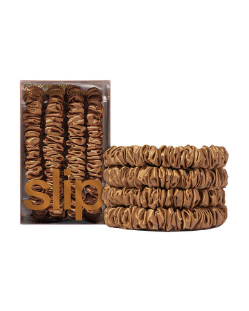 slip pure silk back to basics skinny scrunchies - copper