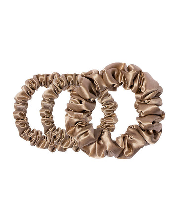 slip pure silk back to basics assorted scrunchies - light brown