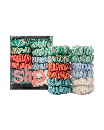 slip pure silk skinny scrunchies - seabreeze